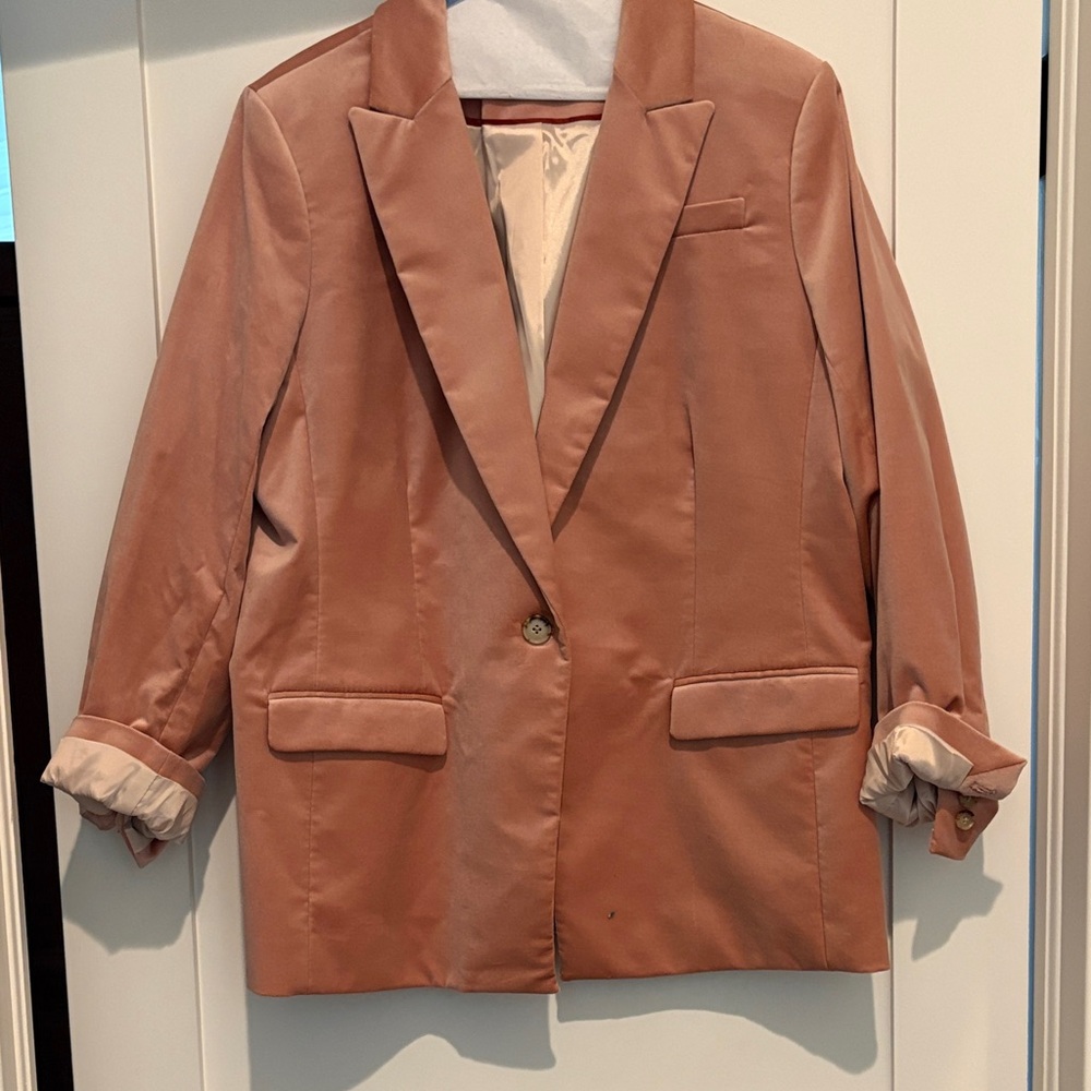 Women's Velvet Blazer Jacket in Pink